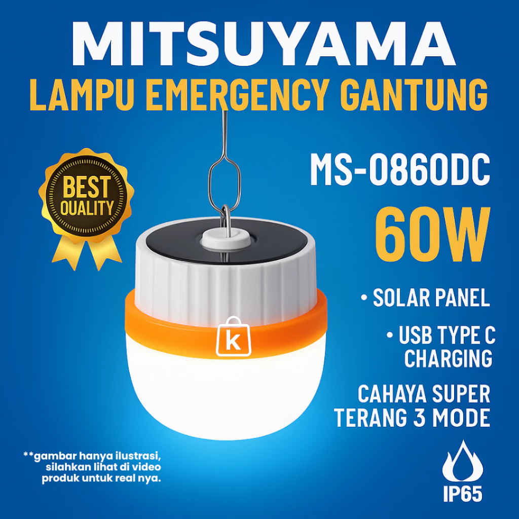 🏮 LAMPU GANTUNG 3 MODE (60W) - Terang, Redup, Kedip (Sinyal)