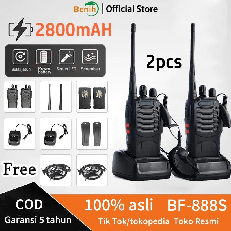 📡 JARINGAN PRIBADI 10KM (ANTI-MATI SINYAL) - Sepasang HT Waterproof & Baterai Badak